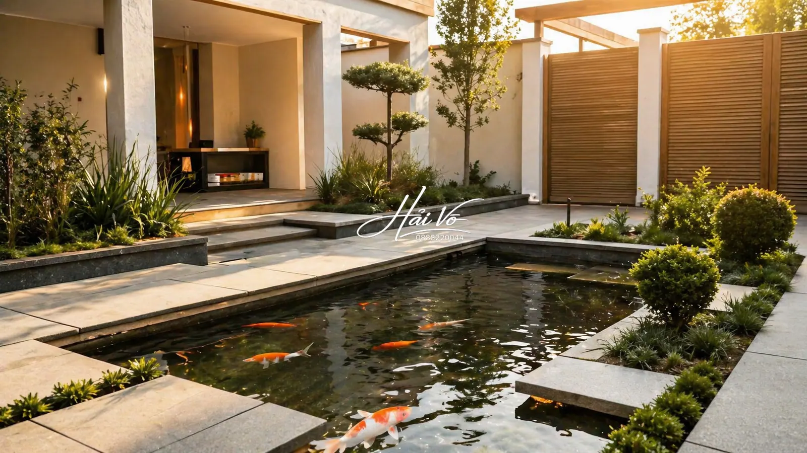 Hồ koi sân vườn hiện đại 36