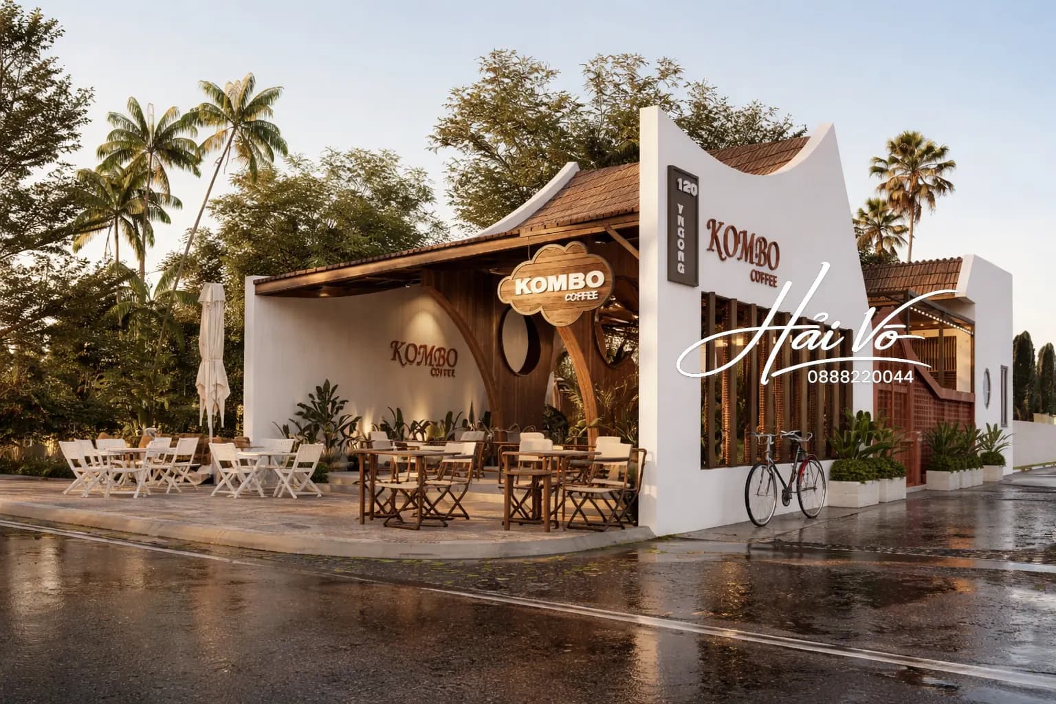 Hồ koi sân vườn cà phê 14