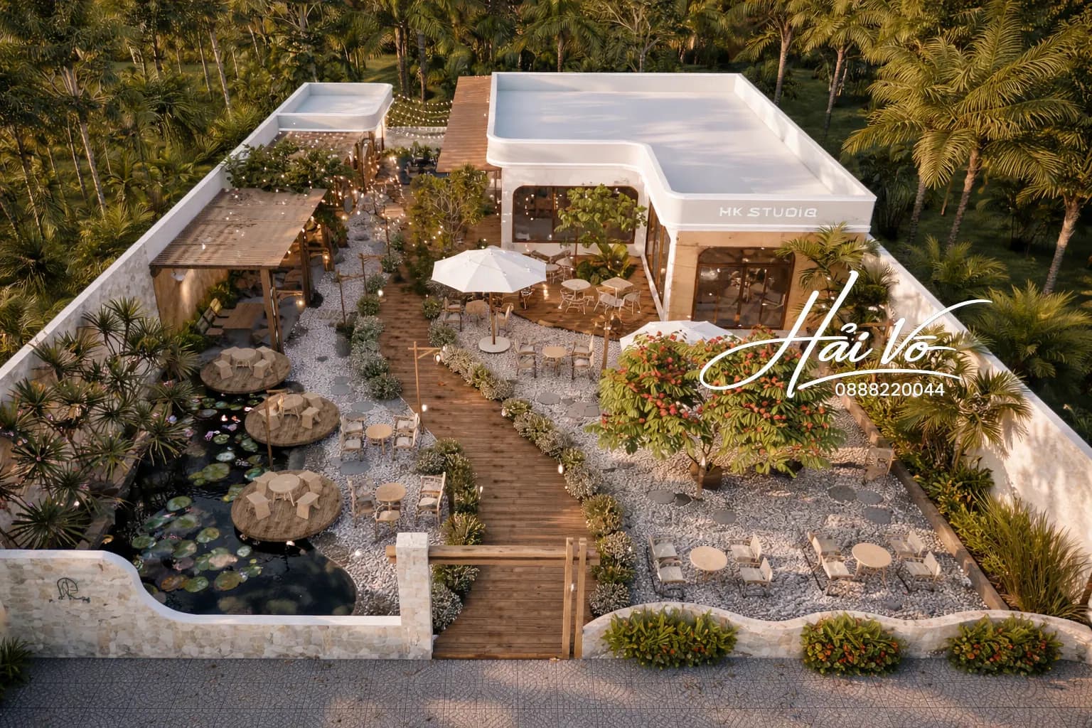 Hồ koi sân vườn cà phê 45