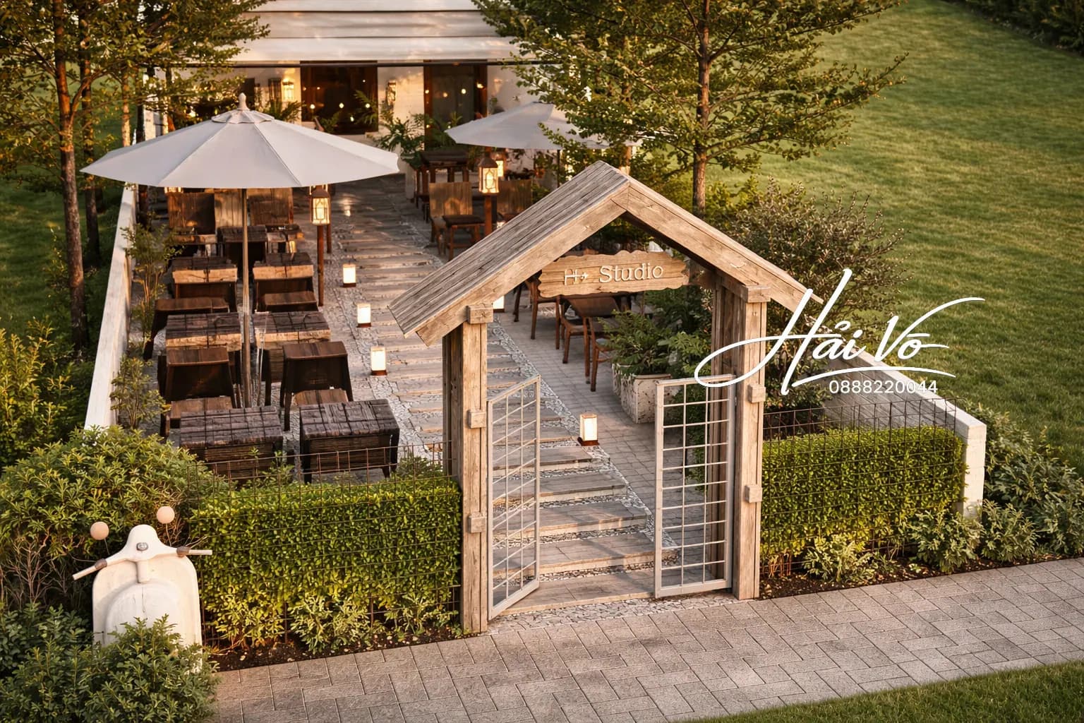 Hồ koi sân vườn cà phê 48