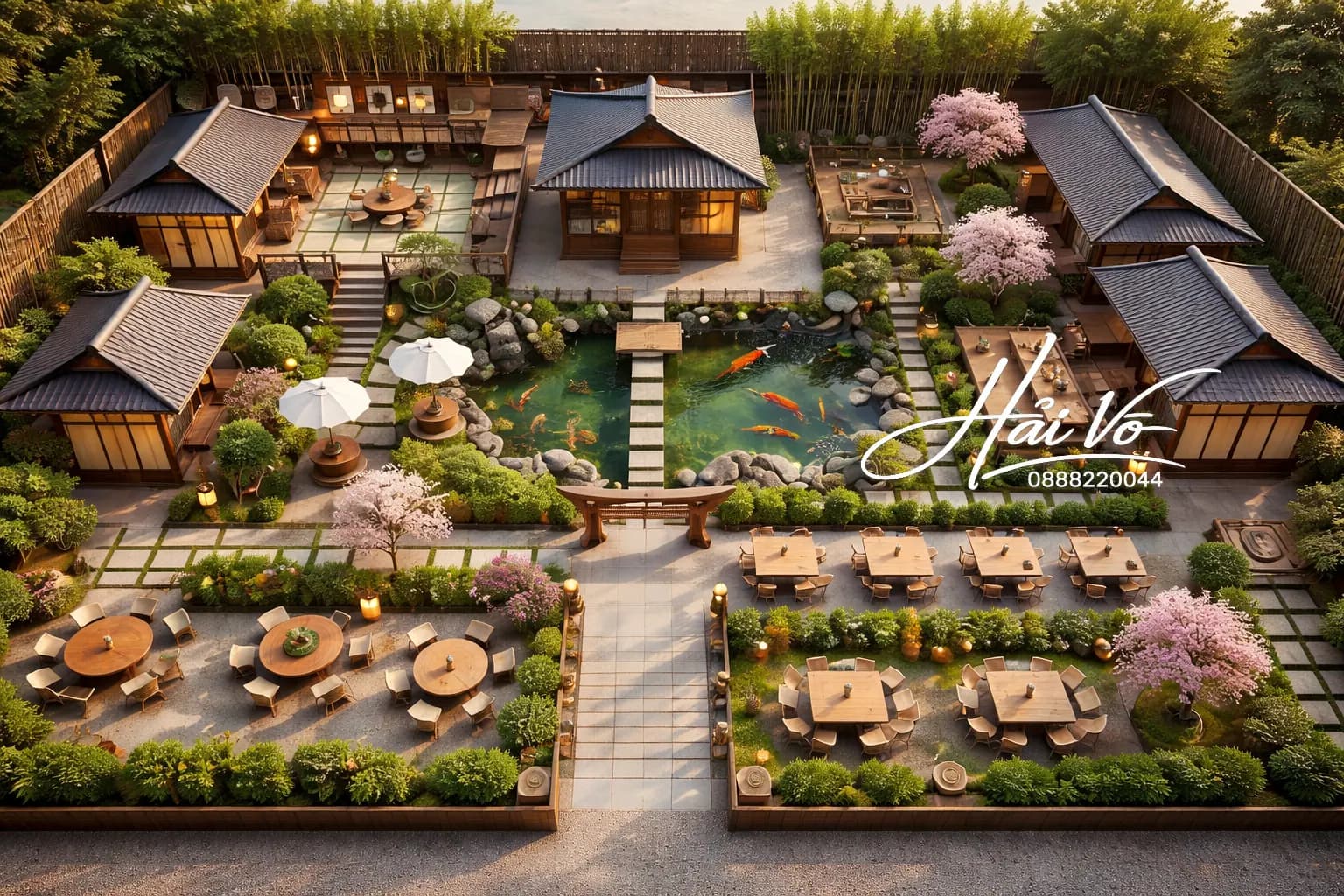 Hồ koi sân vườn cà phê 53