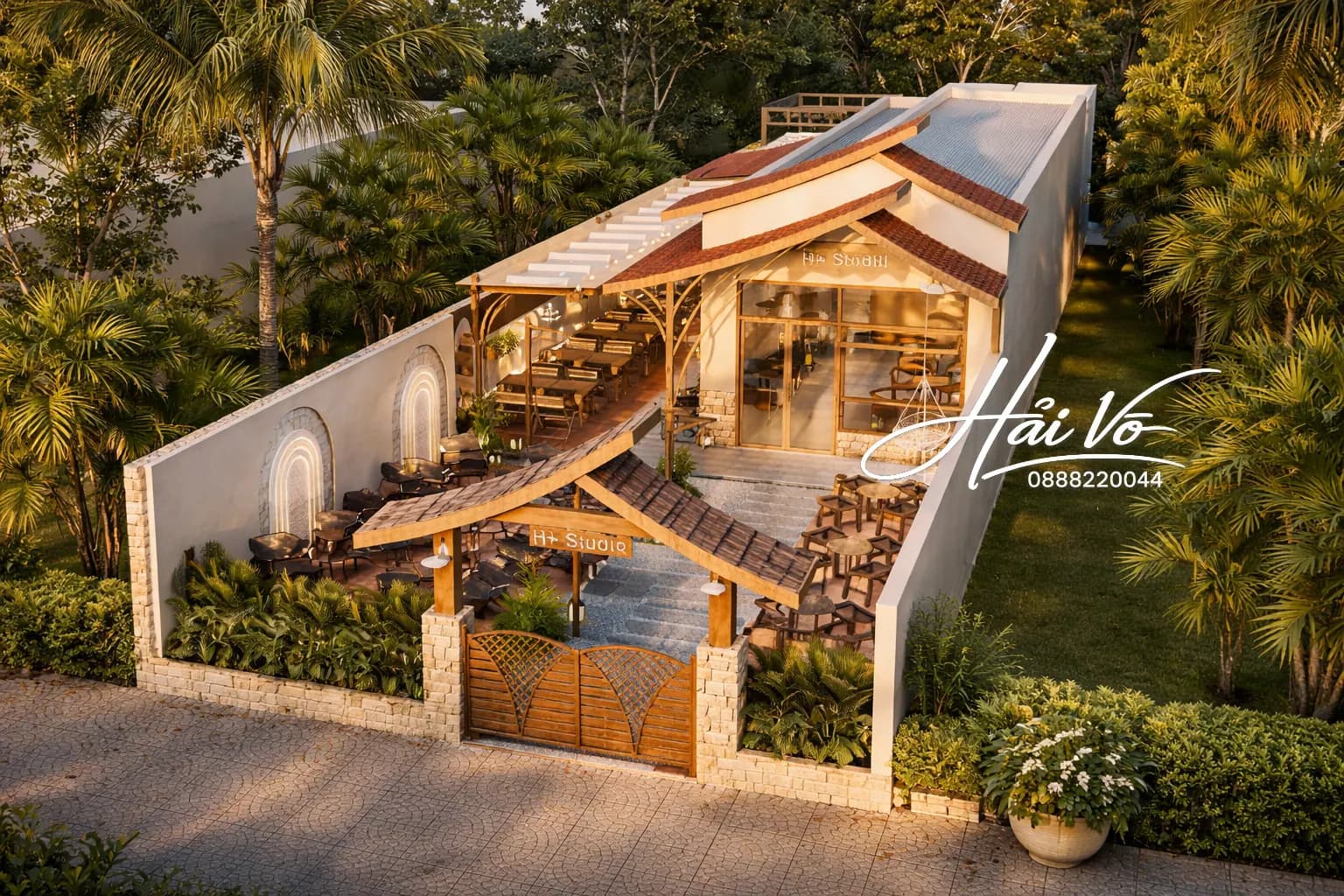Hồ koi sân vườn cà phê 54