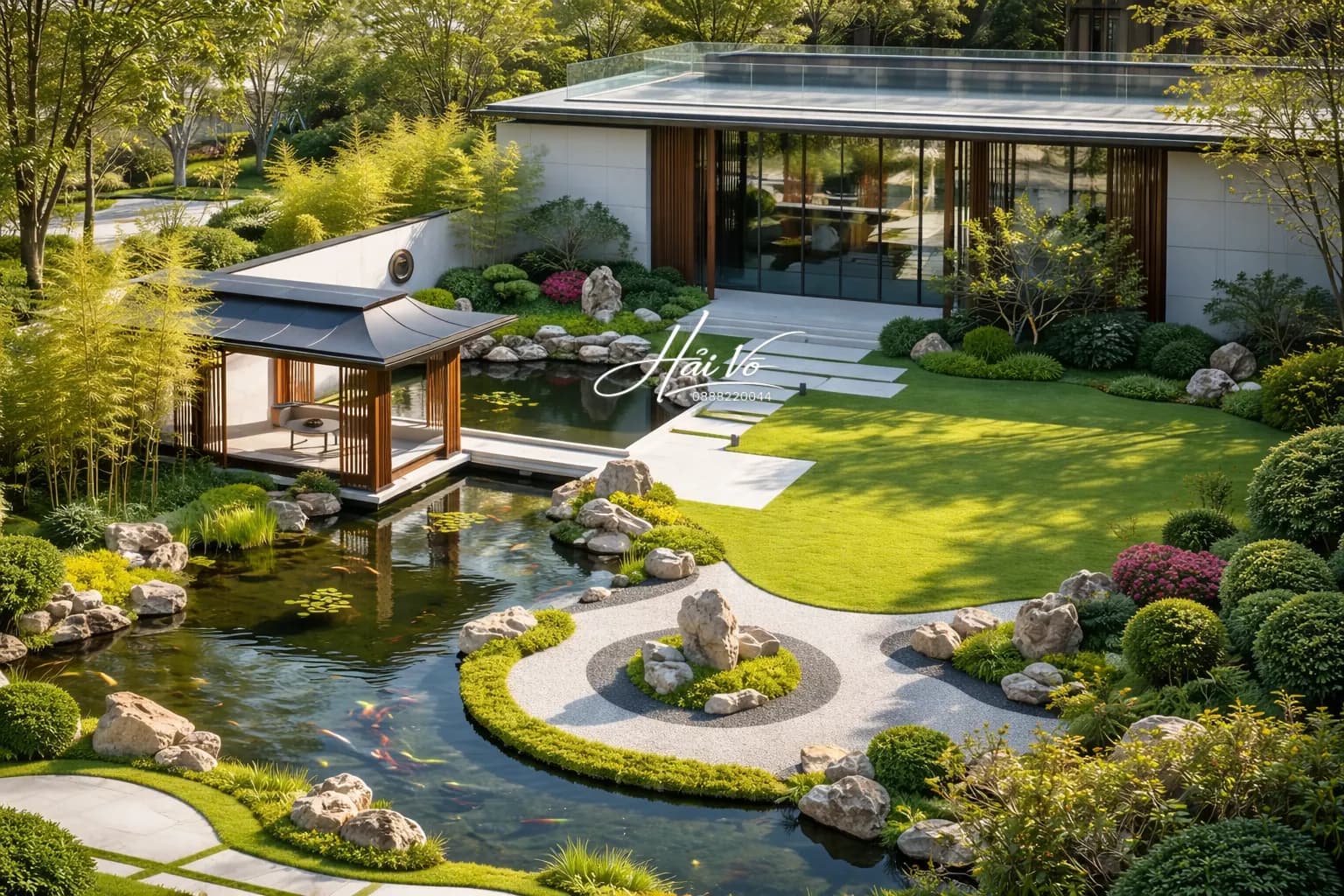 Hồ koi sân vườn hiện đại 17